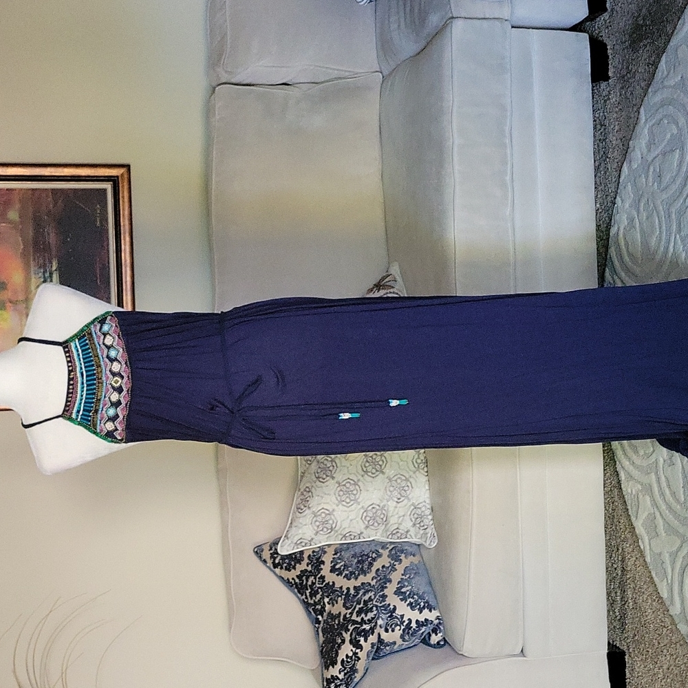 ANGL Open Back Beded Maxi Dress